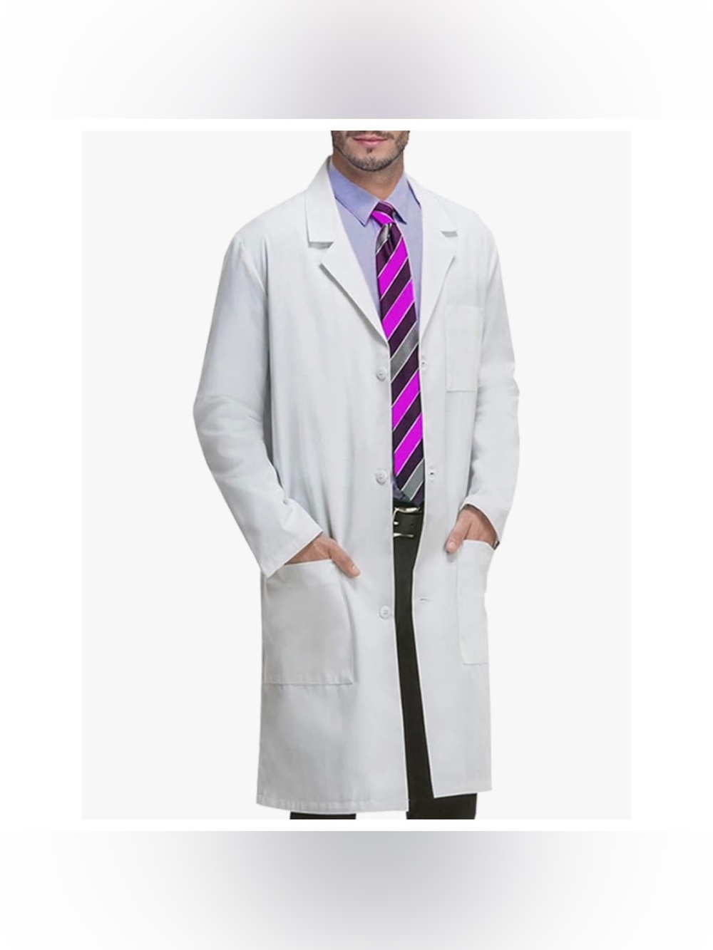 Unisex Lab Coat 3 Pocket Medical Coat with Button Professional White Coat